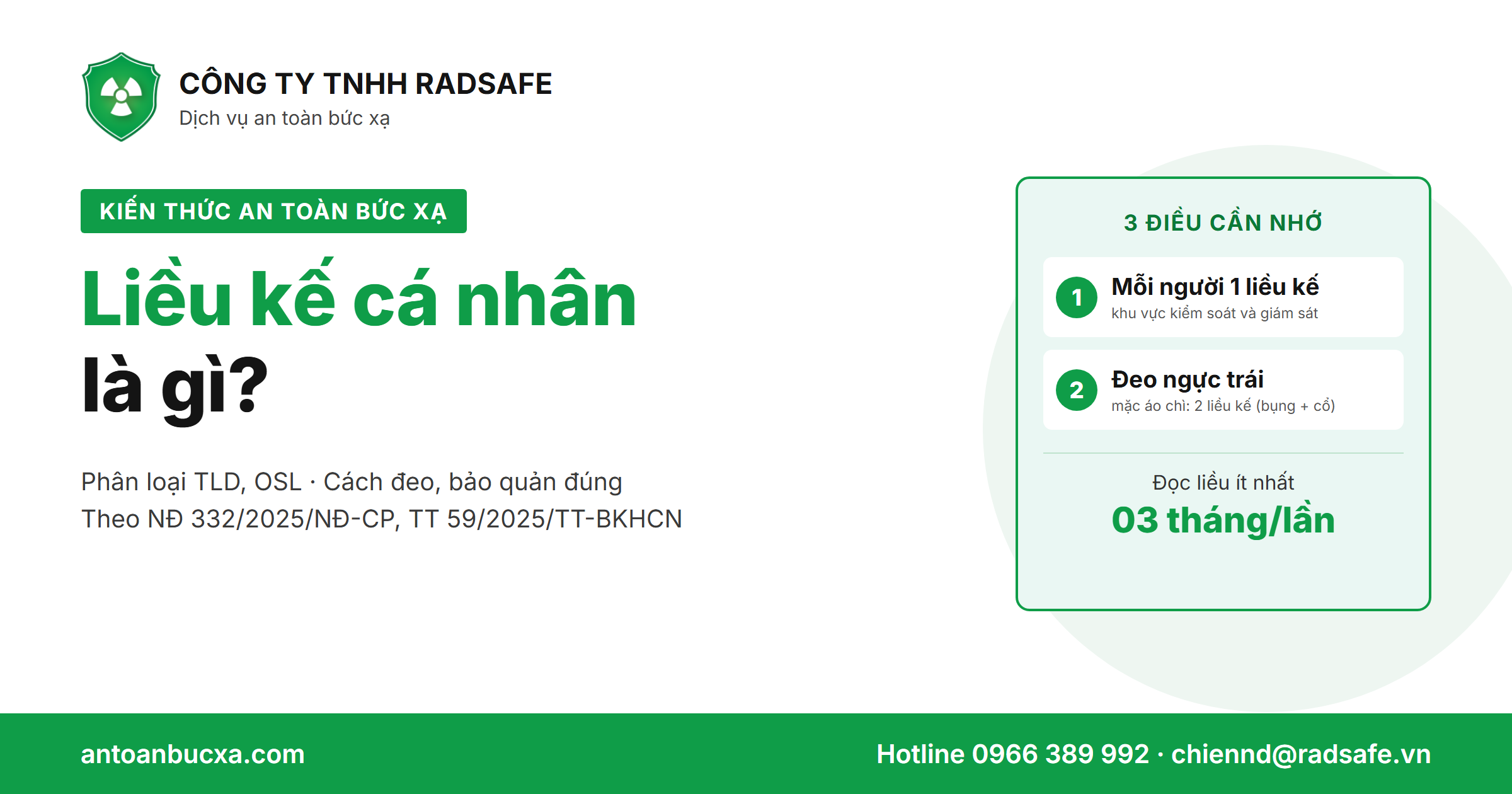 Liều kế cá nhân là gì – phân loại TLD, OSL, cách đeo và đọc liều 3 tháng/lần