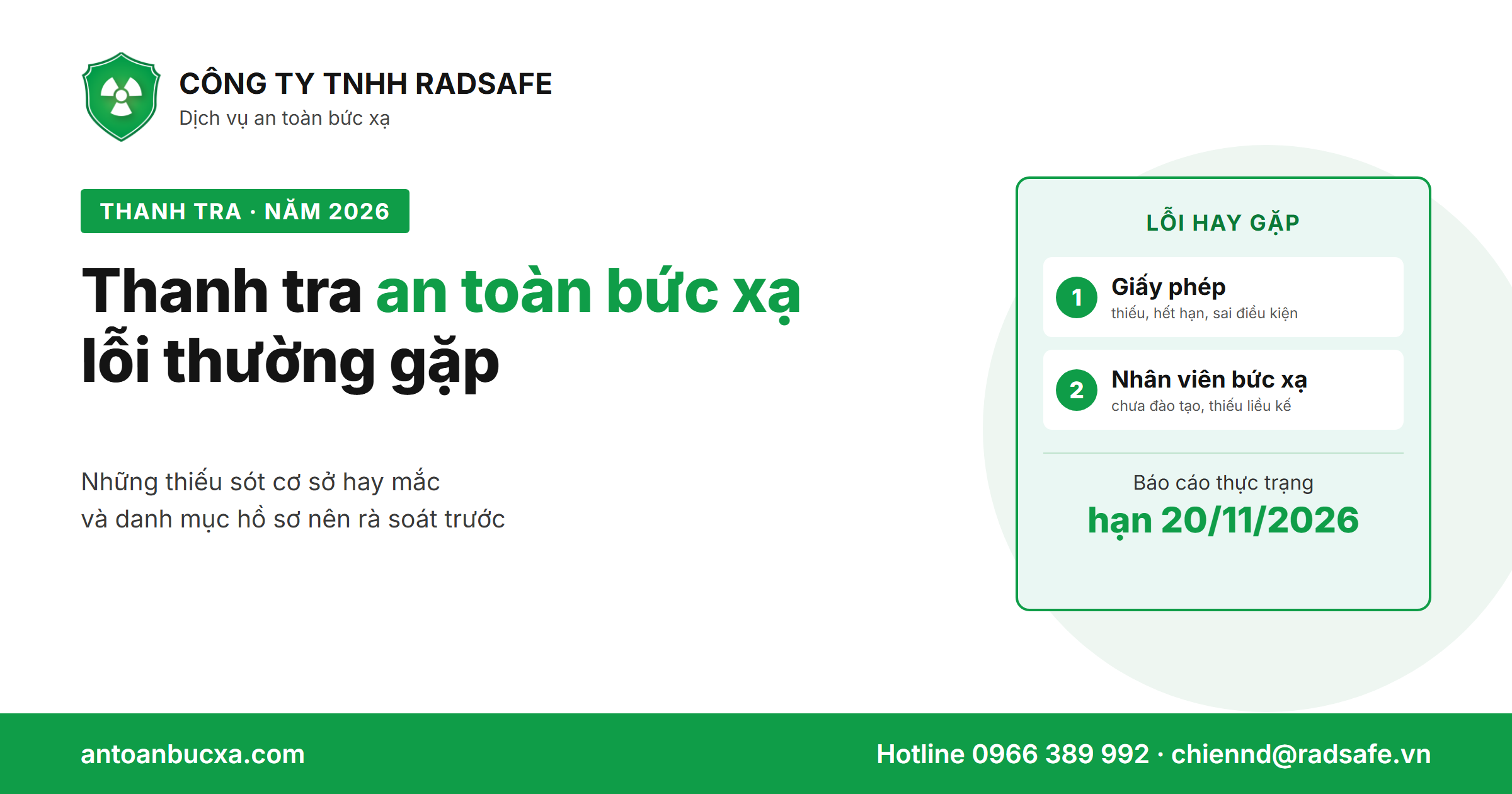 Thanh tra an toàn bức xạ 2026: lỗi thường gặp và cách chuẩn bị